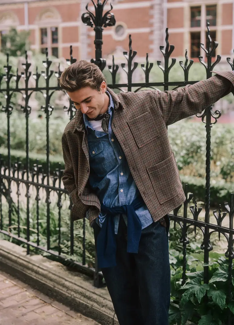 Giacca A Quadri Marrone In Misto Lana, Uomo, Multicolor