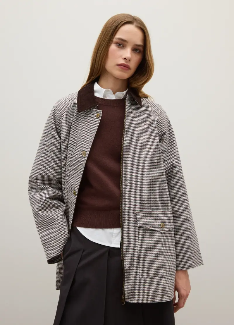 Giacca A Quadri Multicolor In Puro Cotone Con Bottoni E Zip, Donna, Multicolor miniatura 2