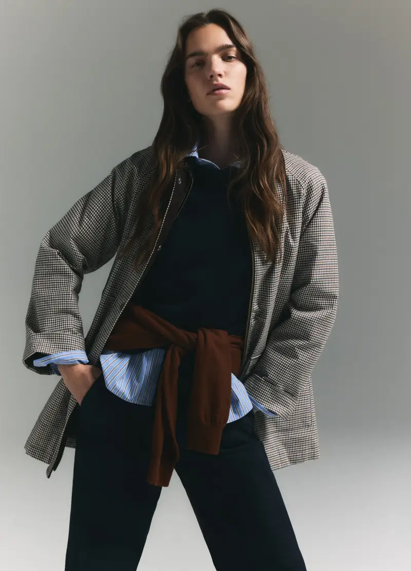 Giacca A Quadri Multicolor In Puro Cotone Con Bottoni E Zip, Donna, Multicolor