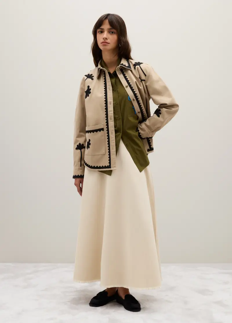 Giacca Beige In Puro Cotone Multicolor Regular Fit, Donna, Multicolor miniatura 2