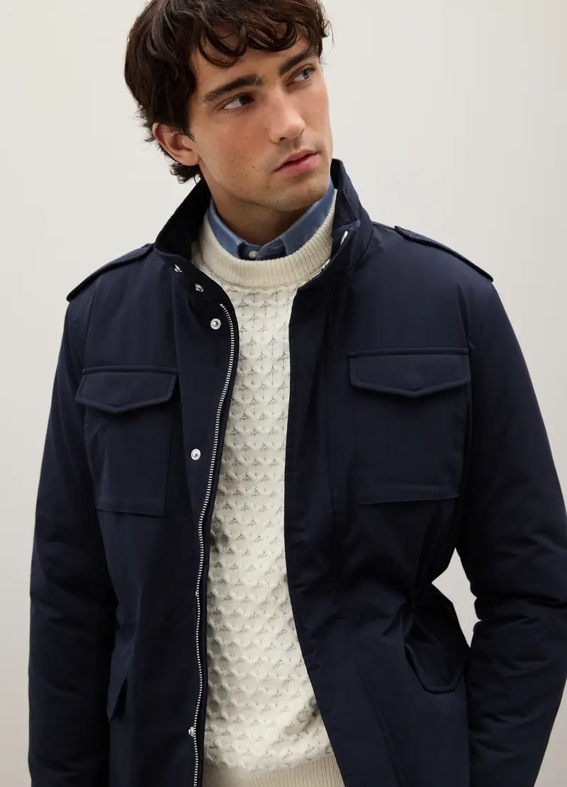 Giacca Blu Regular Fit Con Tasche E Chiusura A Zip, Uomo, Blu miniatura 3