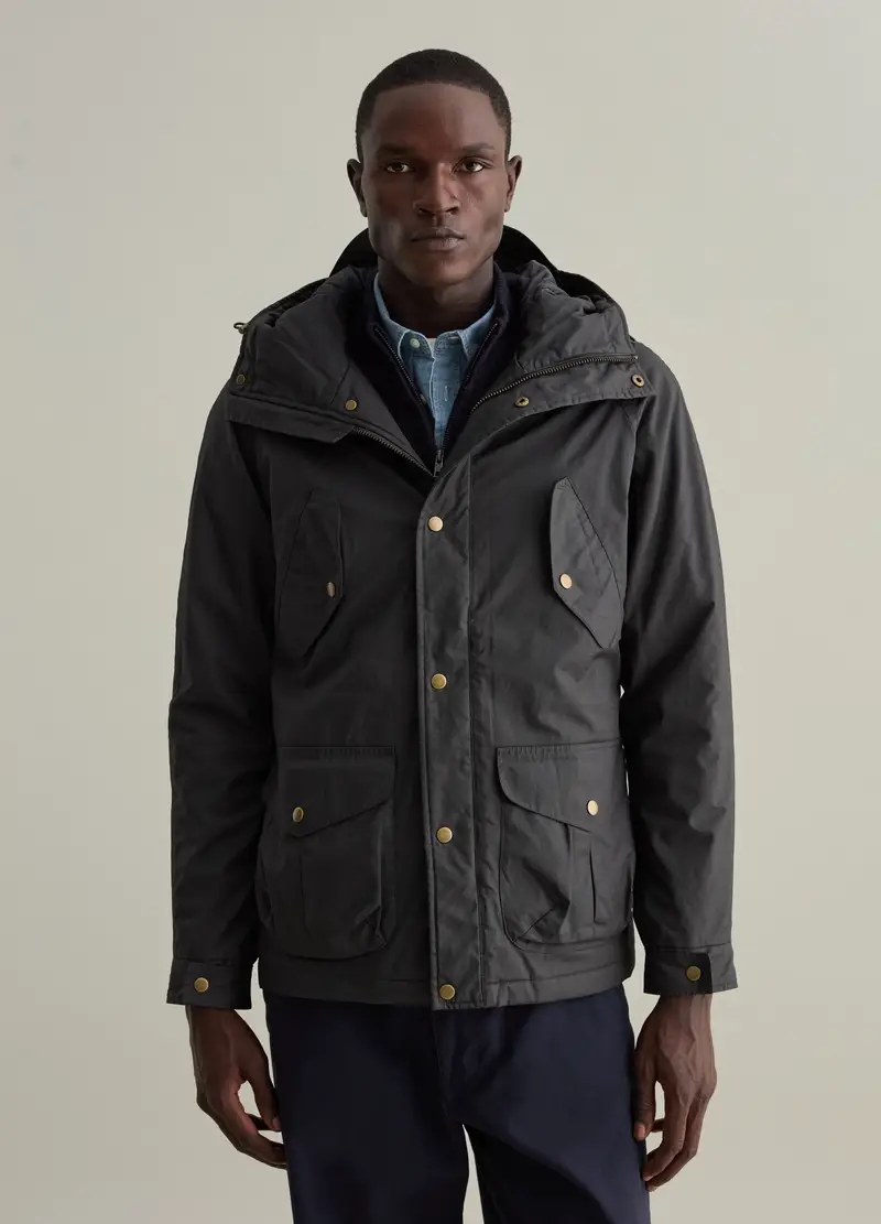 , Giacca Corta Con Cappuccio, Uomo, Grigio miniatura 2