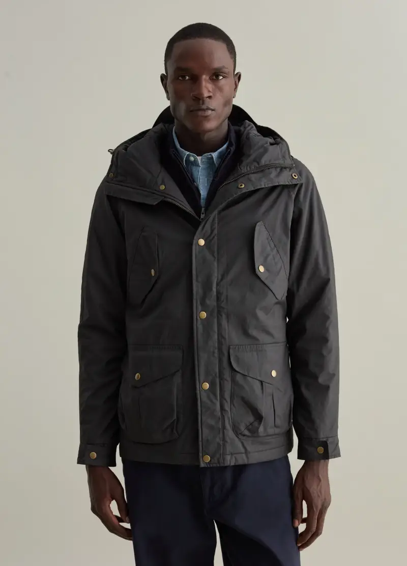 , Giacca Corta Con Cappuccio, Uomo, Grigio miniatura 2