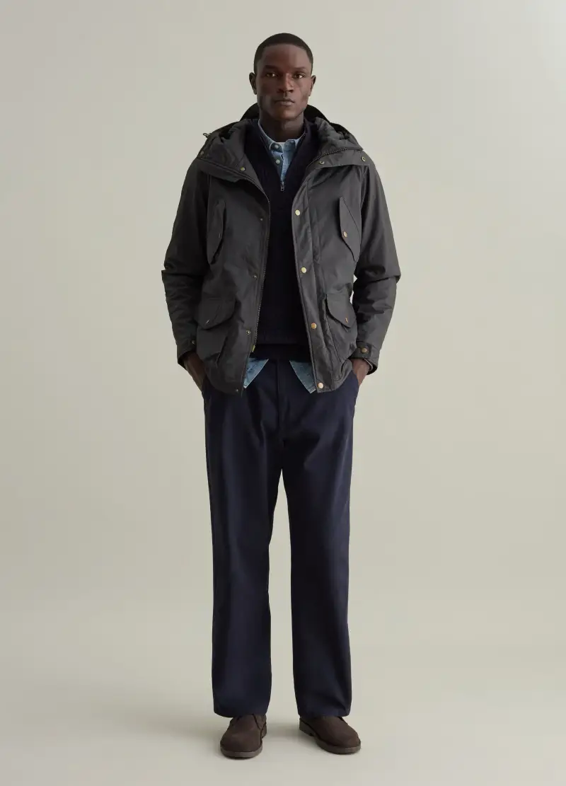 Giacca Corta Con Cappuccio, Uomo, Grigio