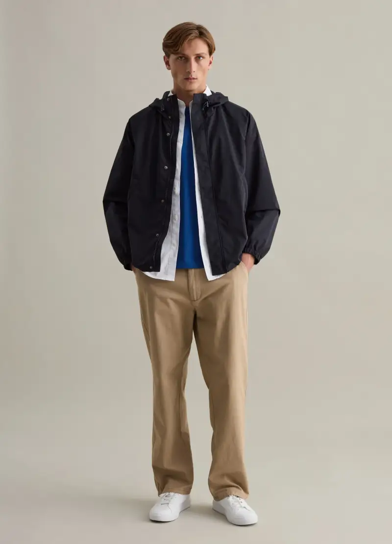 Giacca Corta Impermeabile Con Cappuccio, Uomo, Blu miniatura 2