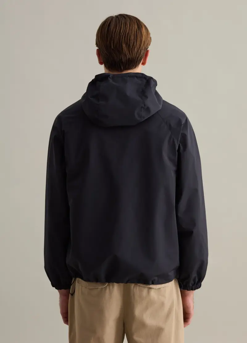 Giacca Corta Impermeabile Con Cappuccio, Uomo, Blu miniatura 3