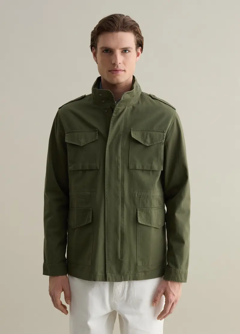 Giacca Corta Sahariana Con Cappuccio Interno, Uomo, Verde miniatura 2