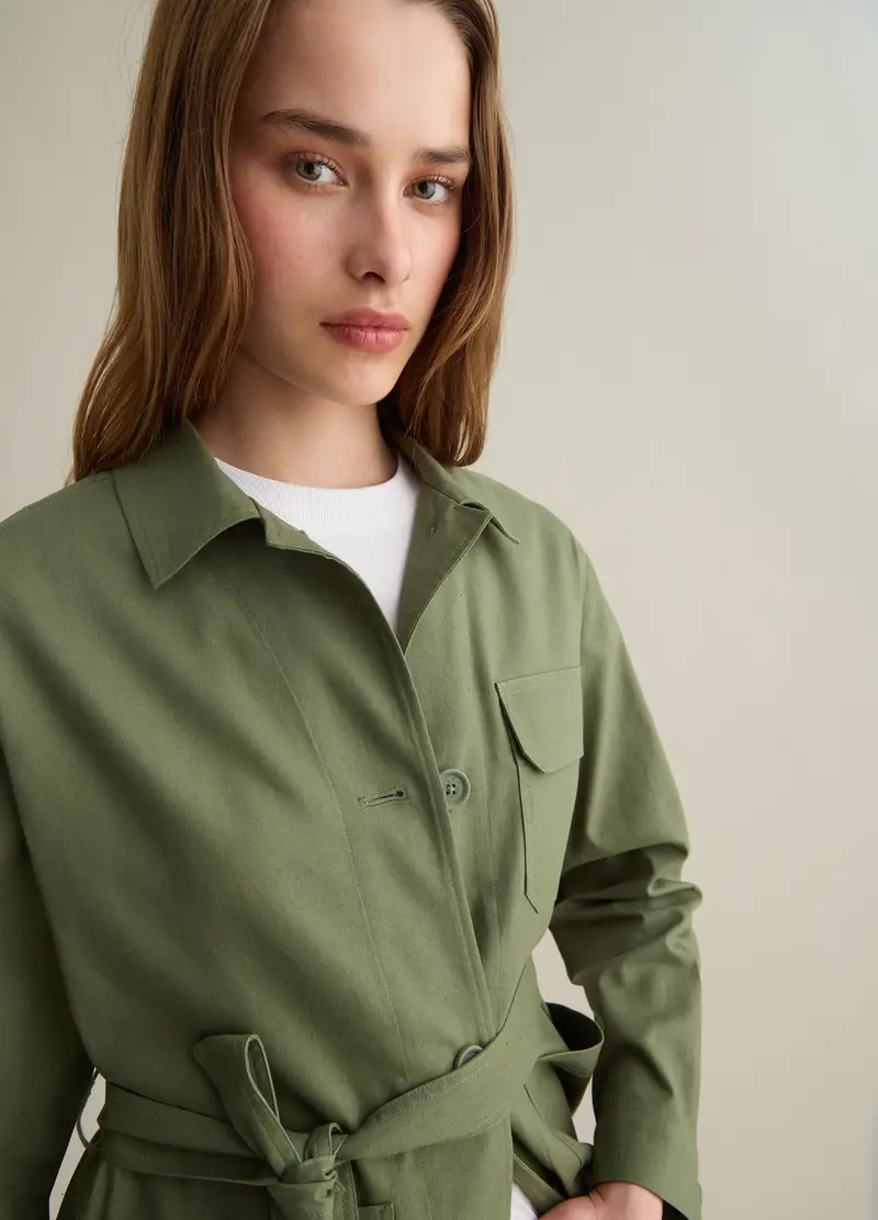 PIOMBO, Giacca Da Donna In Cotone E Lino Verde Regular Fit, Verde, Taglia: XS miniatura 2