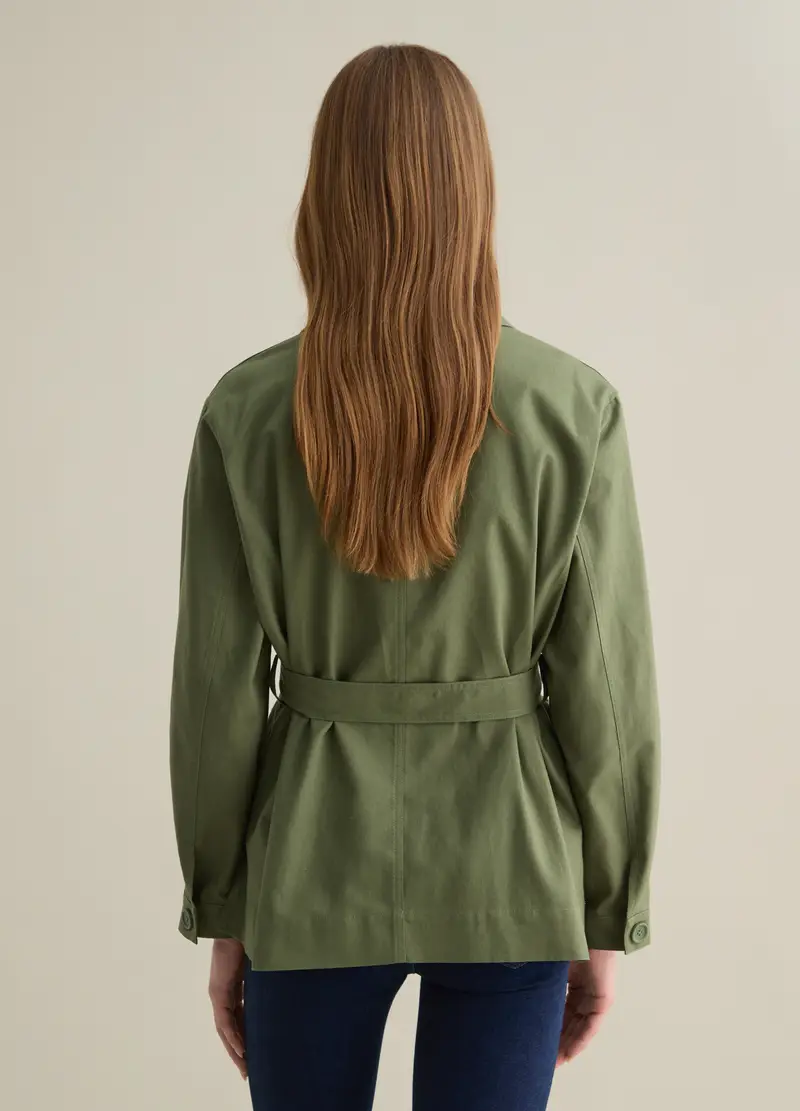 PIOMBO, Giacca Da Donna In Cotone E Lino Verde Regular Fit, Verde, Taglia: XS miniatura 3