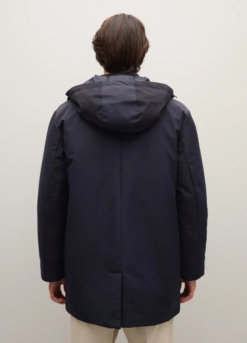 Giacca Imbottita Blu Regular Fit Con Zip E Cappuccio, Uomo, Blu miniatura 3