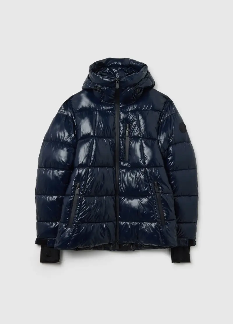 Giacca Imbottita Blu Regular Fit Water Repellent Con Zip, Unisex, Blu