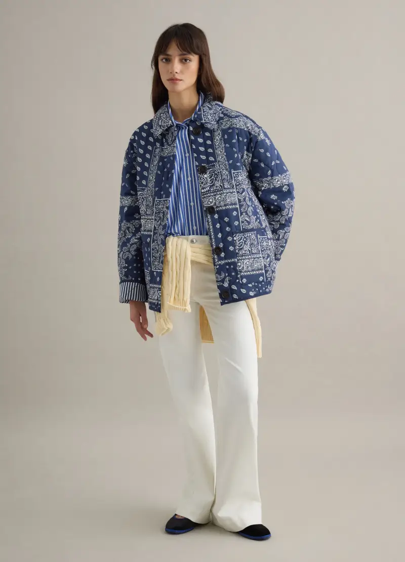 Giacca Imbottita In Puro Cotone Multicolor Regular Fit Con Fantasia, Donna, Multicolor miniatura 2