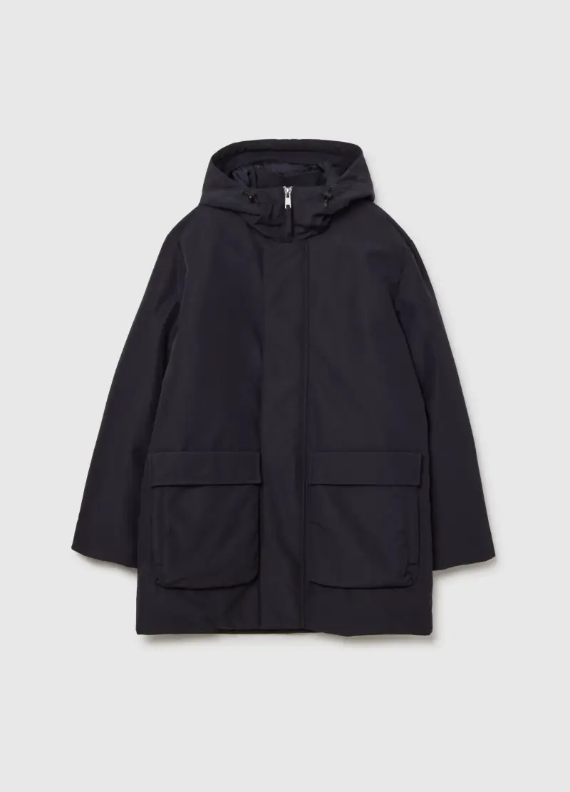 Giacca Imbottita Nera Regular Fit Con Zip E Cappuccio, Uomo, Nero