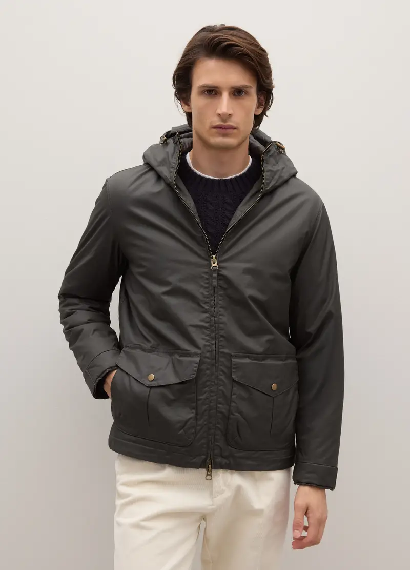 Giacca In Puro Cotone Verde Regular Fit, Uomo, Verde miniatura 2