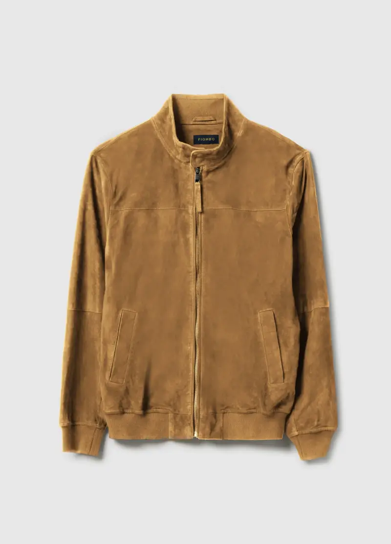 Piombo Giacca Uomo In Vera Pelle beige Con Zip