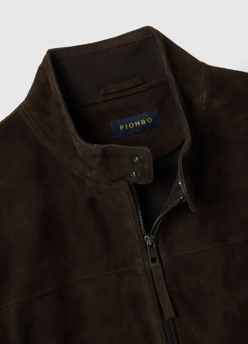 Giacca In Vera Pelle Marrone Regular Fit Con Zip Integrale, Uomo, Marrone miniatura 2