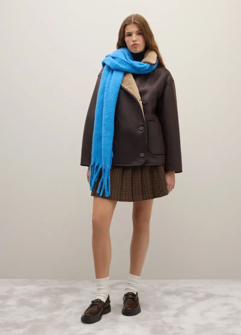 Giacca Marrone Con Colletto A Contrasto Oversize, Donna, Multicolor