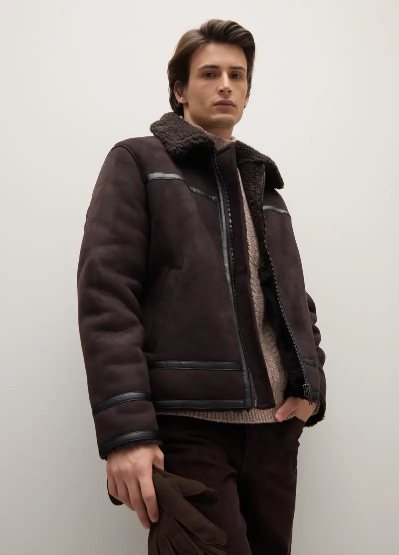 Giacca Marrone Regular Fit Con Zip, Uomo, Marrone miniatura 2