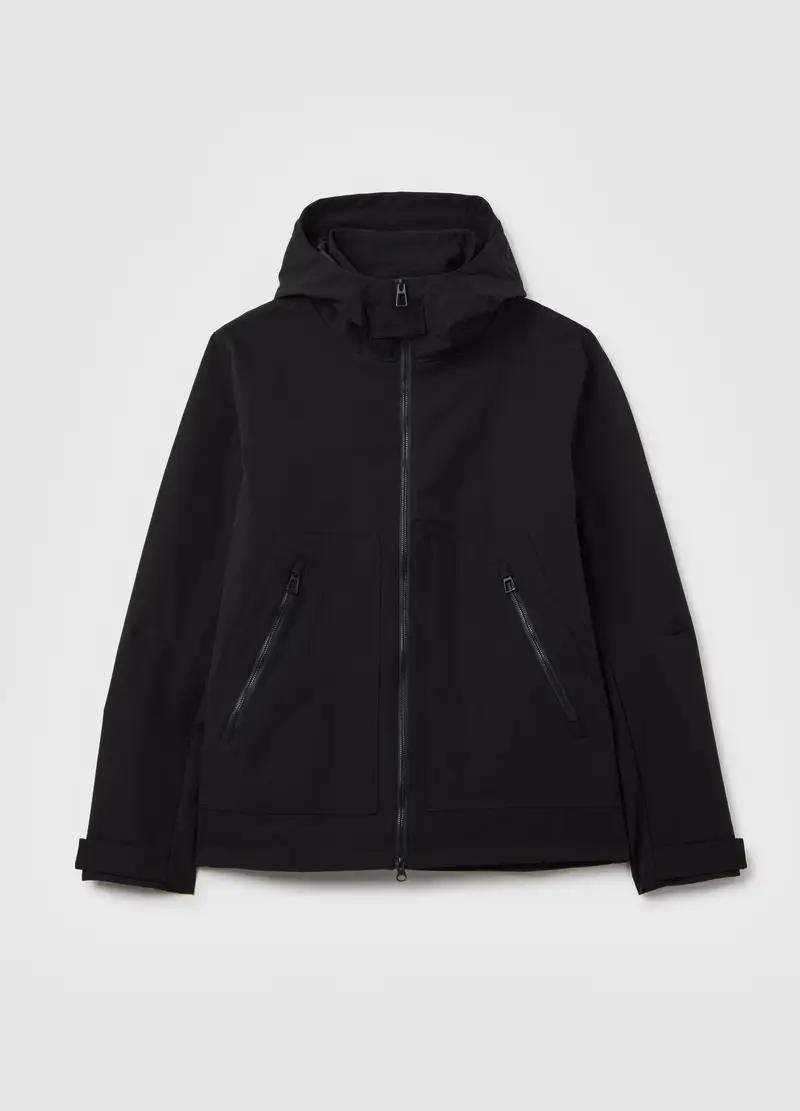 Giacca Nera Con Zip, Uomo, Nero