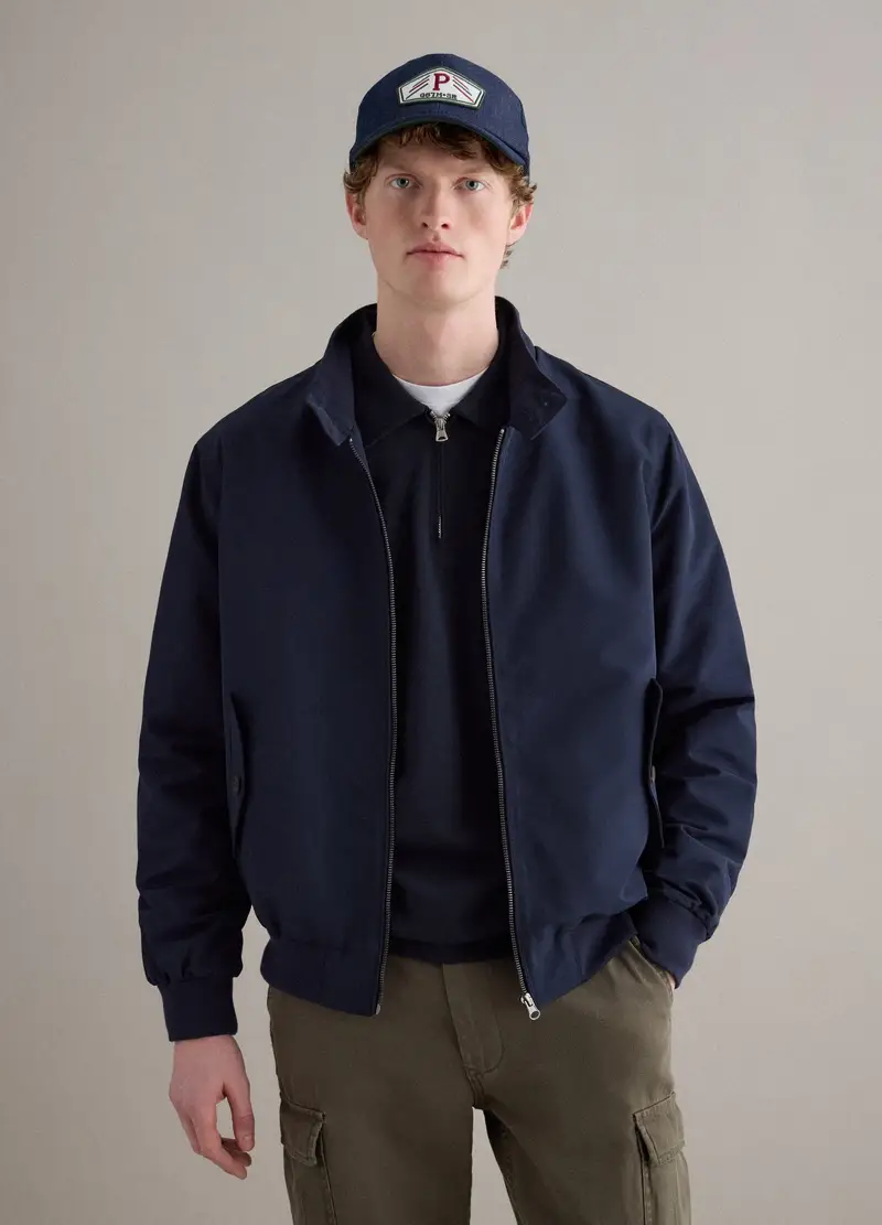 Giubbotto In Blu Regular Fit Con Zip, Uomo, Blu