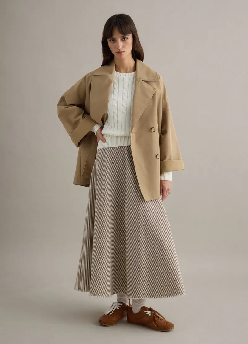 Gonna A Vita Alta In Puro Cotone A Righe Multicolor, Donna, Multicolor