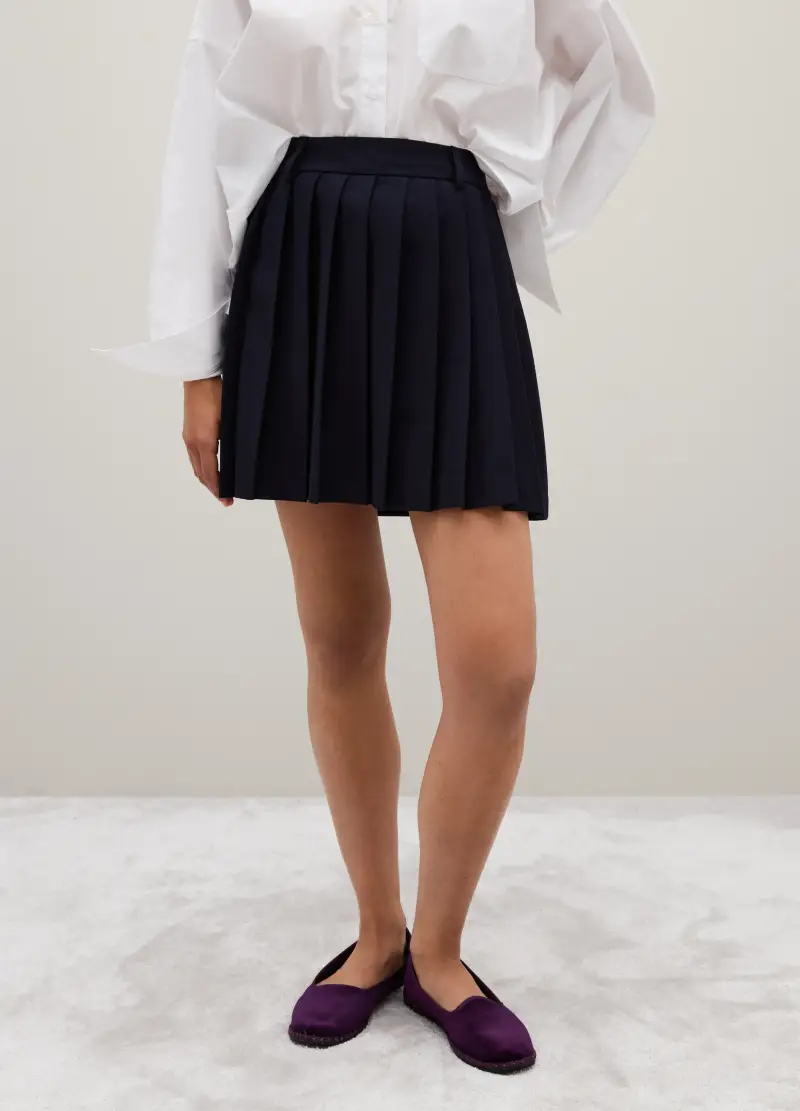 Gonna In Tessuto Elasticizzato Blu Regular Fit, Donna, Blu miniatura 2