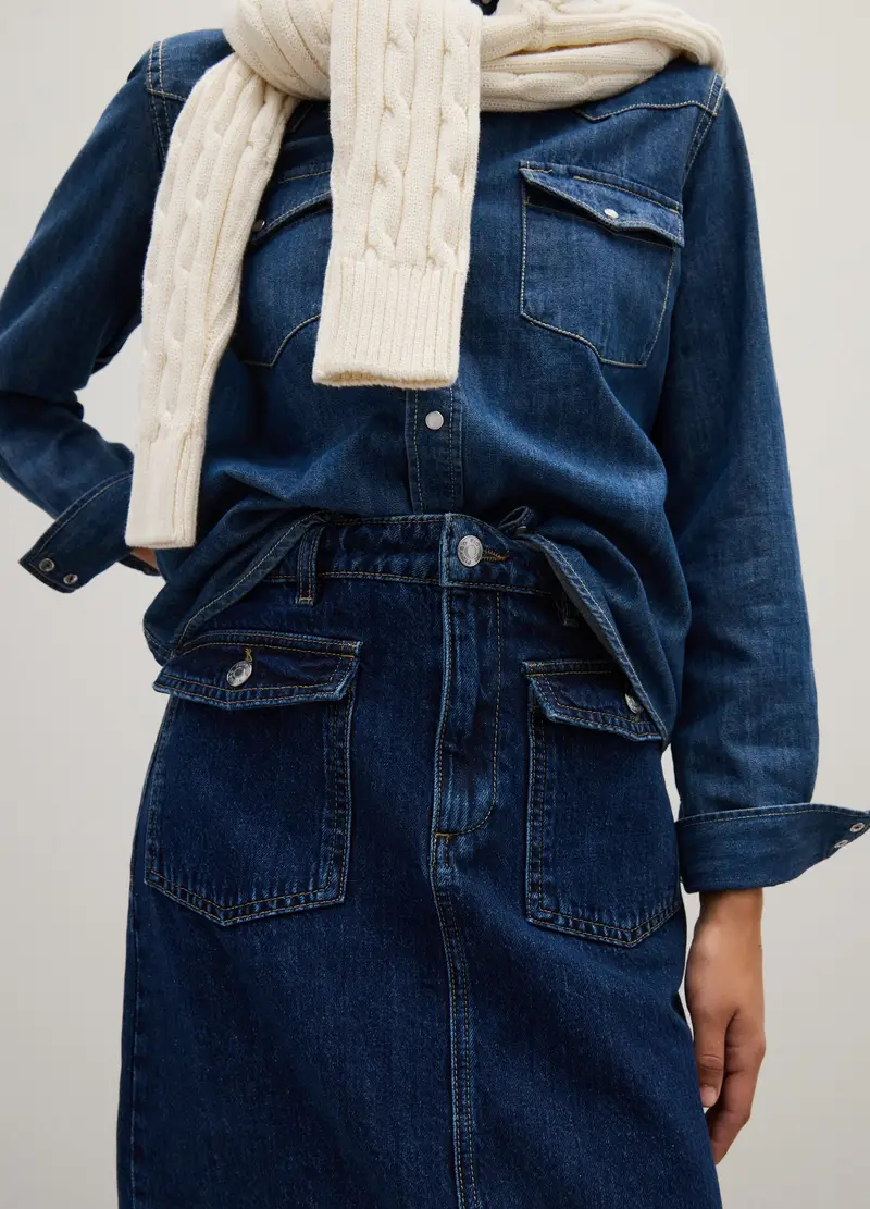 PIOMBO, Gonna Lunga In Puro Cotone Blu Regular Fit, Donna, Blu, Taglia: XS miniatura 3