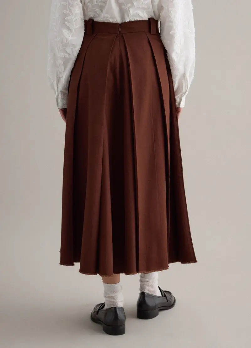 Gonna Lunga In Puro Cotone Marrone Regular Fit, Donna, Marrone miniatura 3