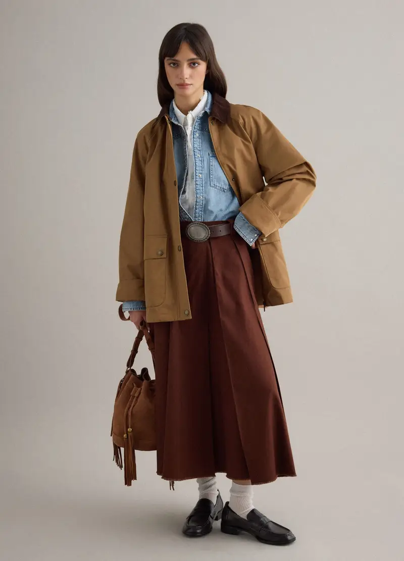 Gonna Lunga In Puro Cotone Marrone Regular Fit, Donna, Marrone