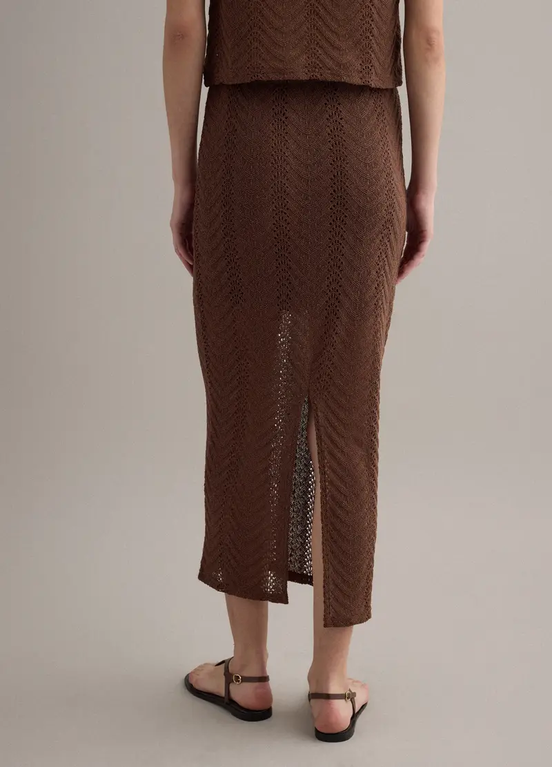 Gonna Lunga Marrone Regular Fit Con Design Traforato, Donna, Marrone miniatura 3