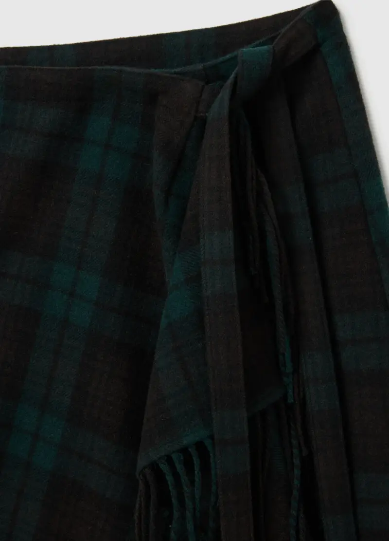 Gonna Scozzese A Quadri Multicolor Regular Fit Con Frange, Donna, Multicolor miniatura 2