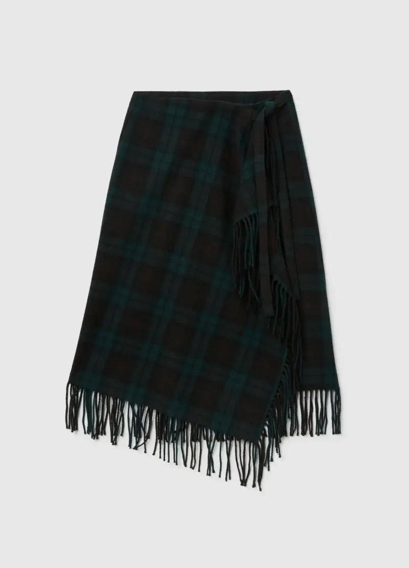 Gonna Scozzese A Quadri Multicolor Regular Fit Con Frange, Donna, Multicolor