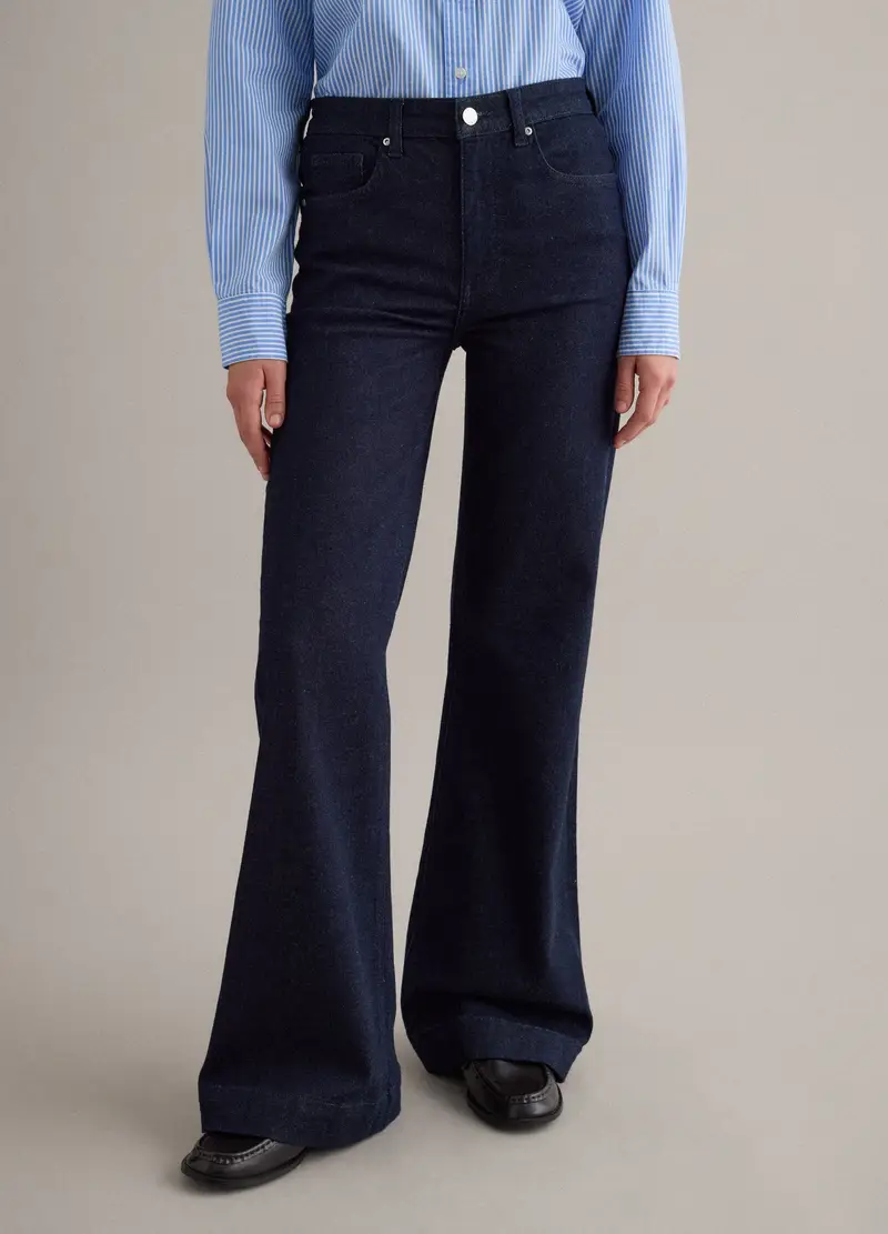 Jeans Bootcut Blu In Cotone Elasticizzato, Donna, Blu miniatura 2