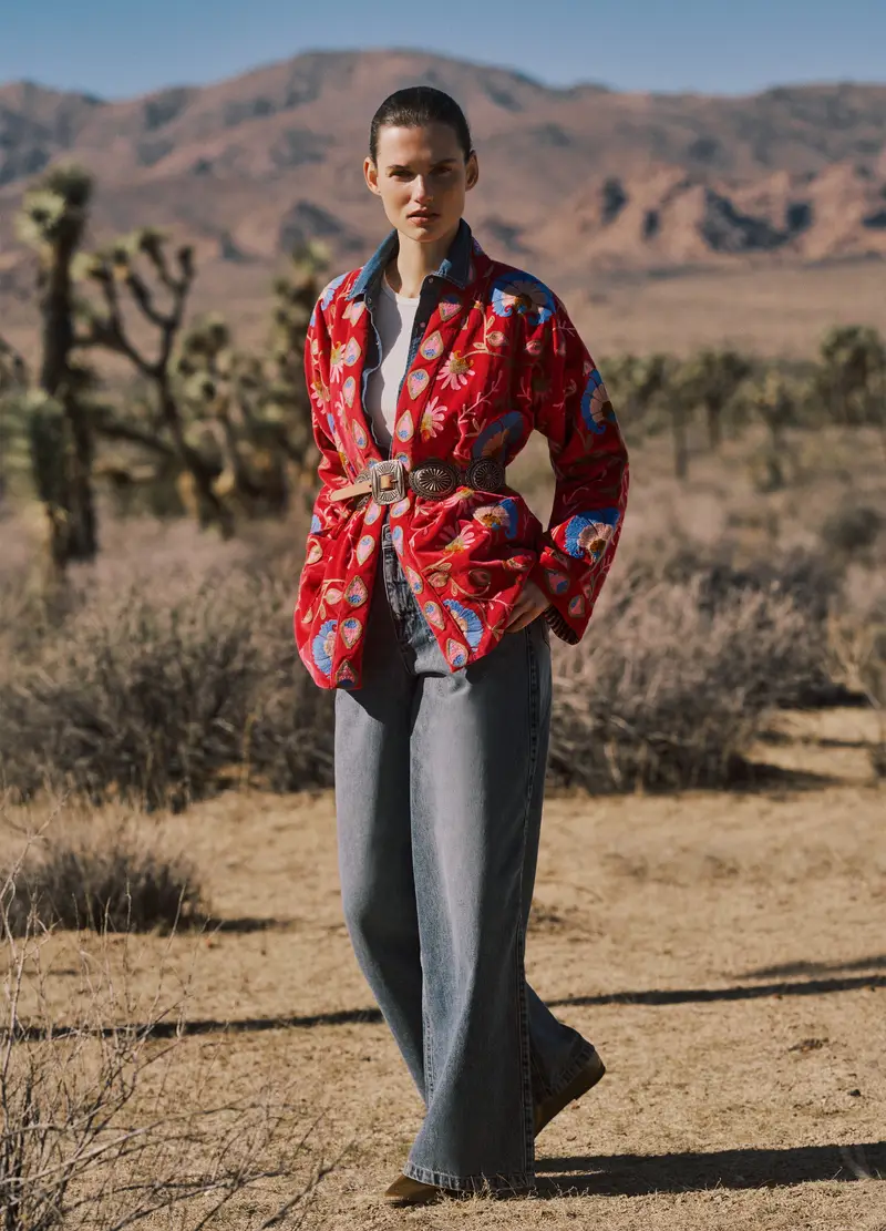 Jeans In Puro Cotone Denim Blu Wide Leg, Donna, Denim