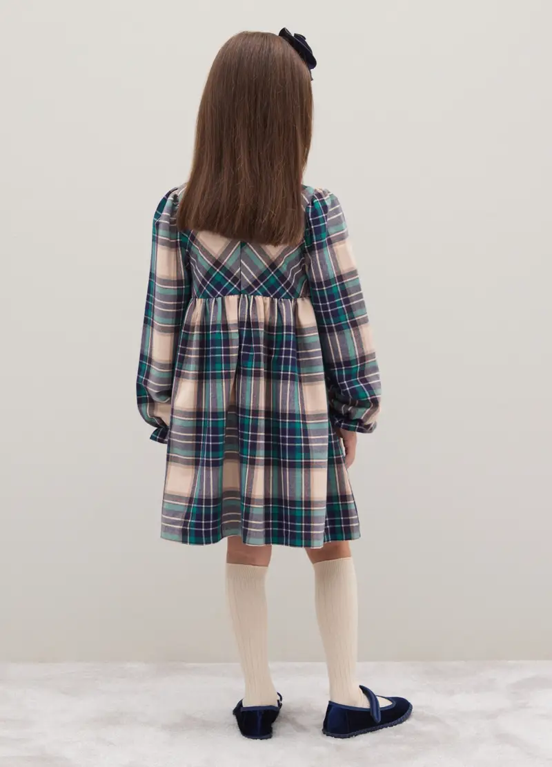Abito A Quadri Multicolor Da Bambina In Flanella Regular Fit, Multicolor miniatura 2