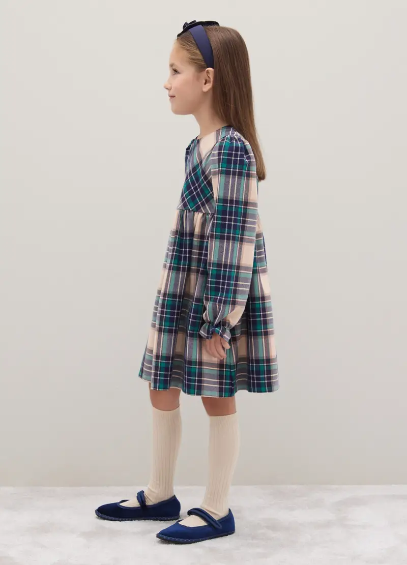 Abito A Quadri Multicolor Da Bambina In Flanella Regular Fit, Multicolor miniatura 3