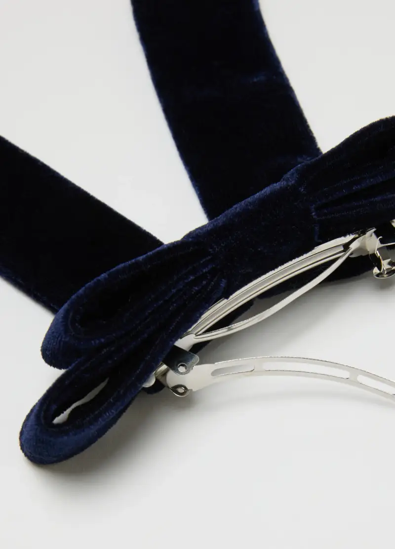 Accessorio Per Capelli In Velluto Blu Da Bambina, Blu miniatura 2
