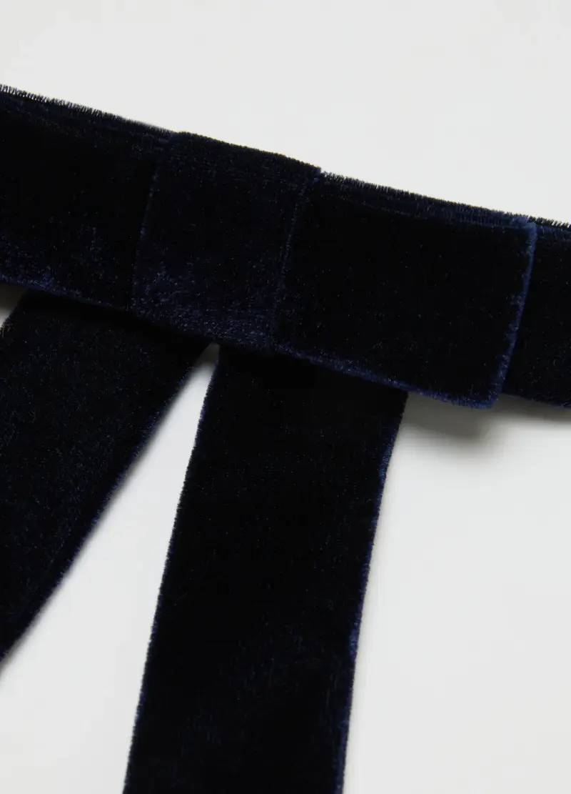 Accessorio Per Capelli In Velluto Blu Da Bambina, Blu miniatura 3