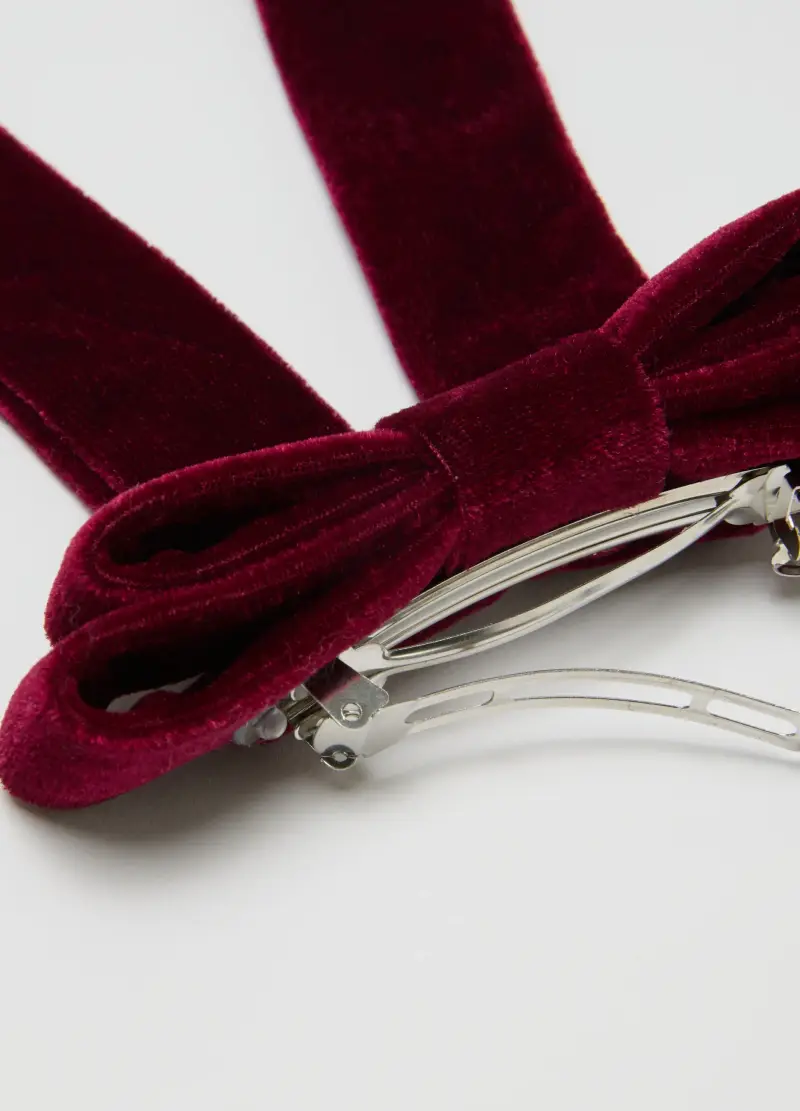 Accessorio Per Capelli In Velluto Rosso Da Bambina, Rosso miniatura 2