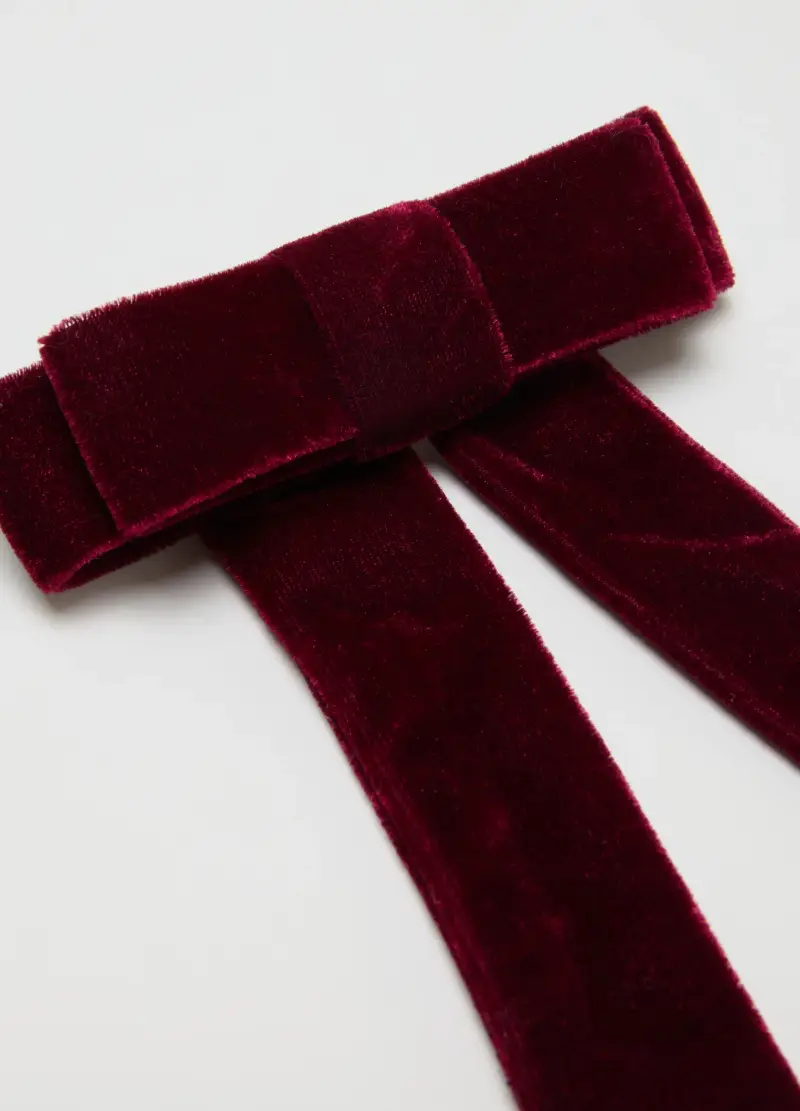 Accessorio Per Capelli In Velluto Rosso Da Bambina, Rosso miniatura 3