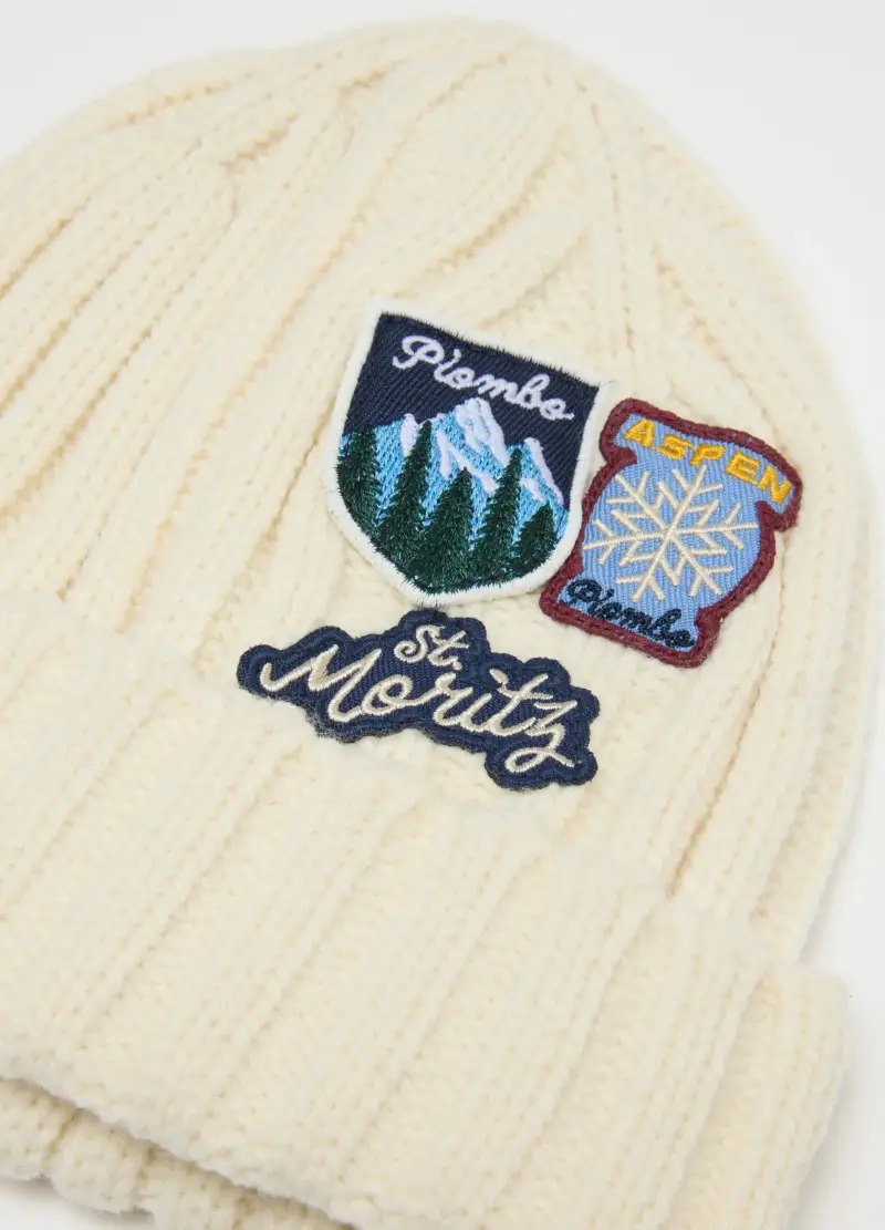 Berretto Bianco In Jersey Per Bambino, Beige miniatura 3