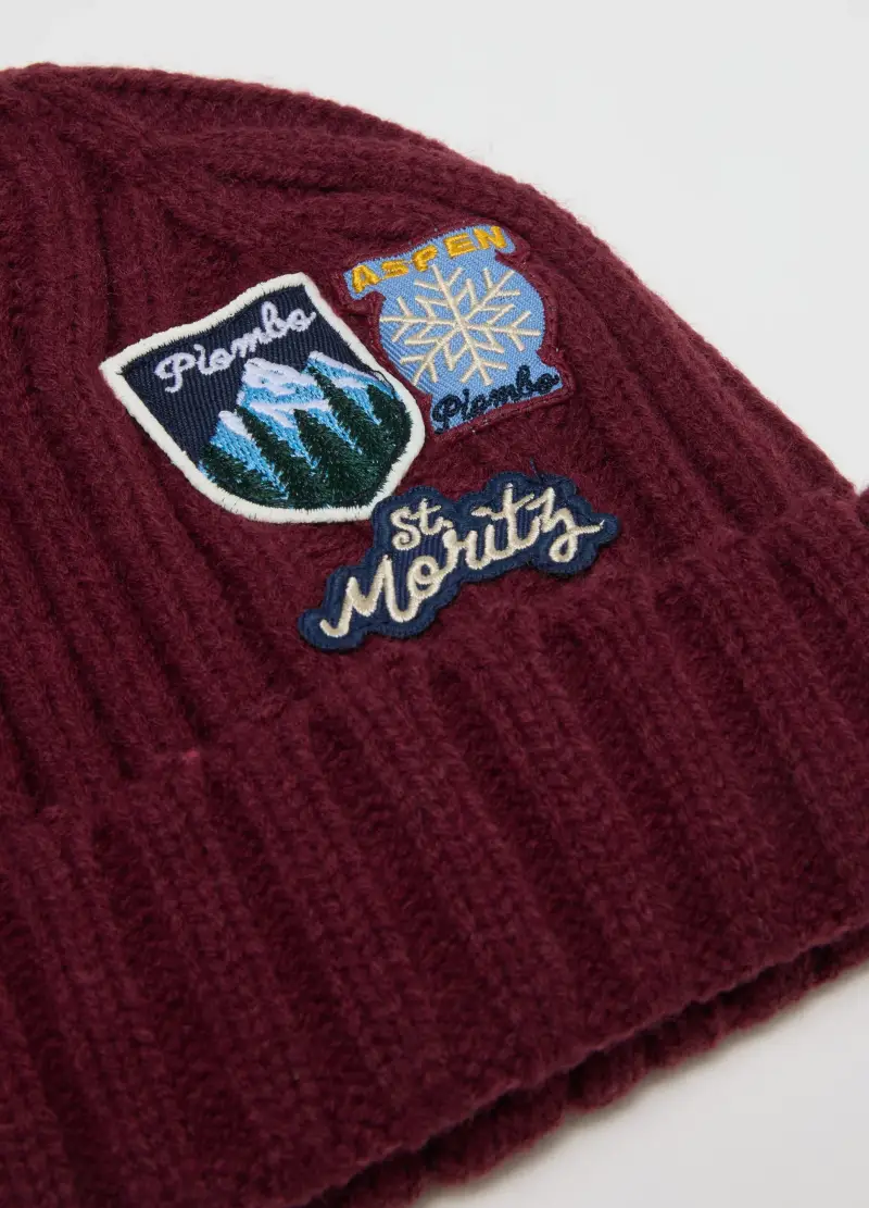 Berretto Rosso Beanie Con Patch Ricamate, Bambino, Rosso miniatura 2