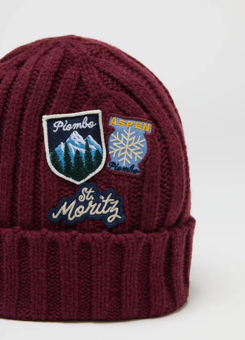 Berretto Rosso Beanie Con Patch Ricamate, Bambino, Rosso miniatura 3
