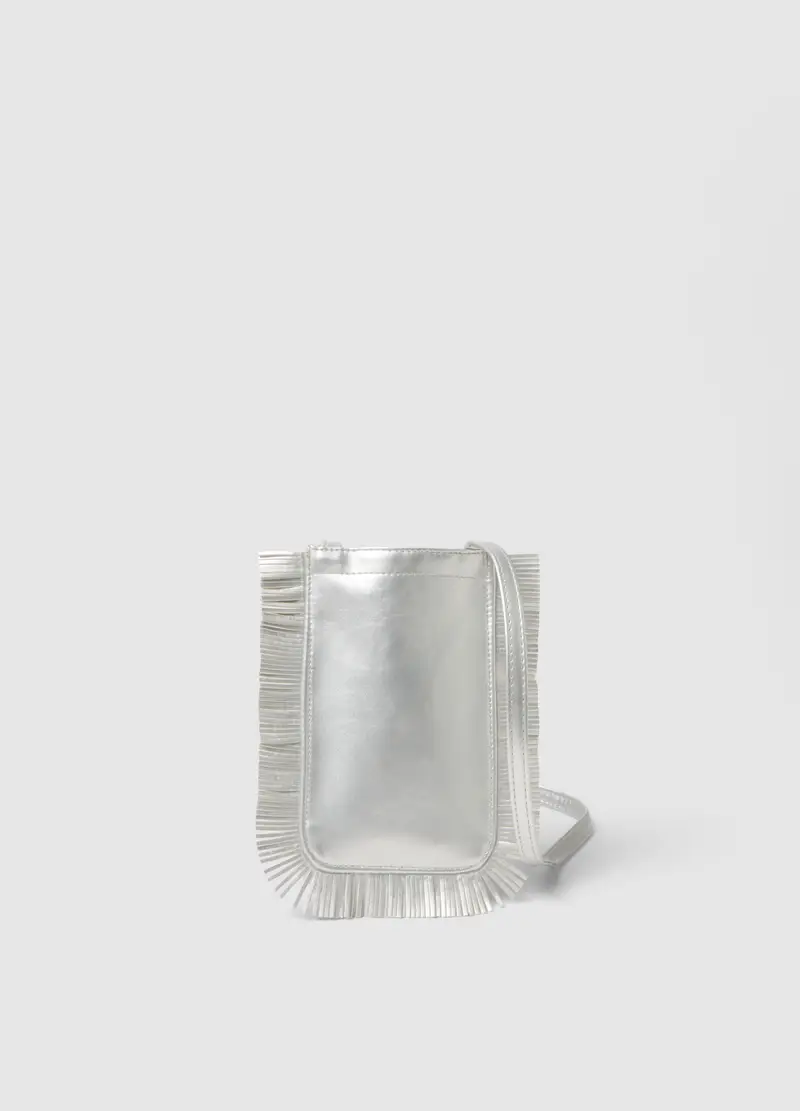 Borsetta Argento Con Frange Per Bimba, Bambina, Grigio miniatura 2