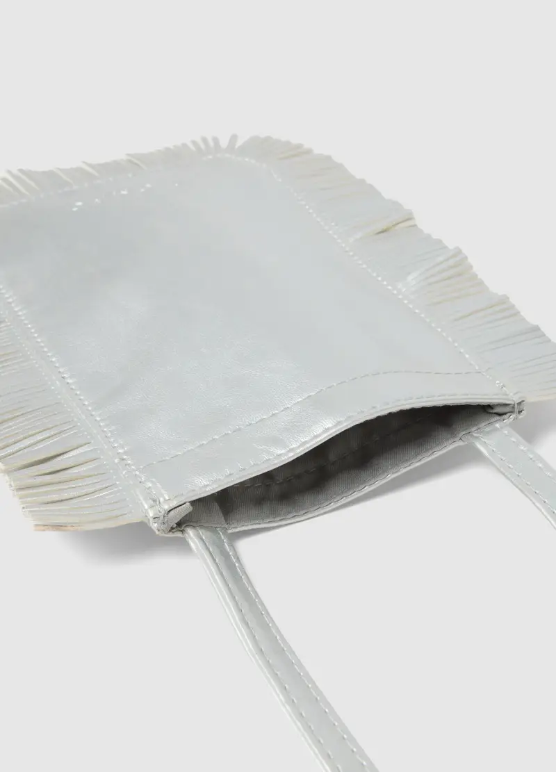 Borsetta Argento Con Frange Per Bimba, Bambina, Grigio miniatura 3