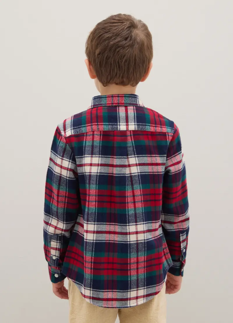 Camicia A Quadri Multicolor Da Bambino In Puro Cotone Regular Fit, Multicolor miniatura 2