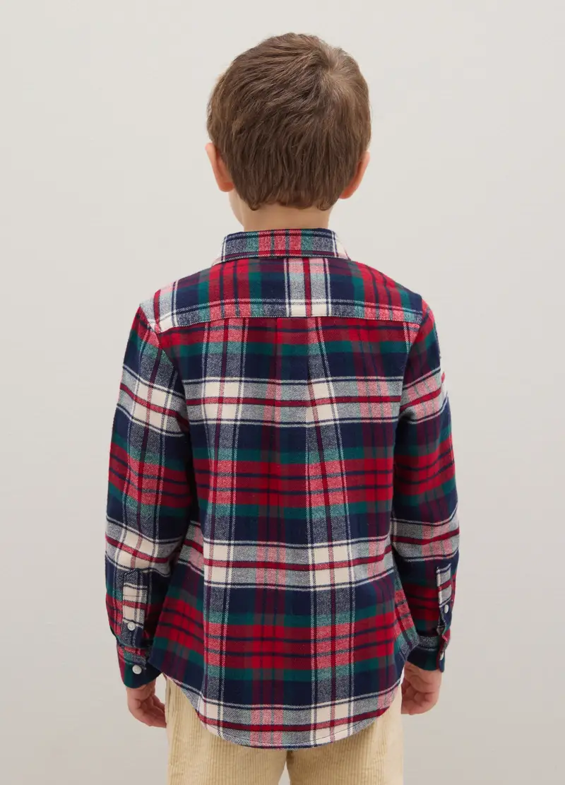 Camicia A Quadri Multicolor Da Bambino In Puro Cotone Regular Fit, Multicolor miniatura 2