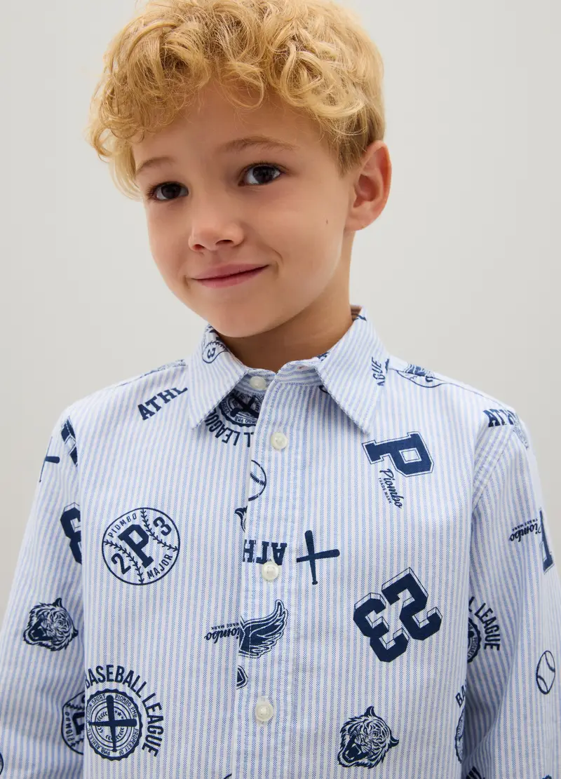 Camicia Da Bambino In Puro Cotone Multicolor Regular Fit, Multicolor miniatura 3