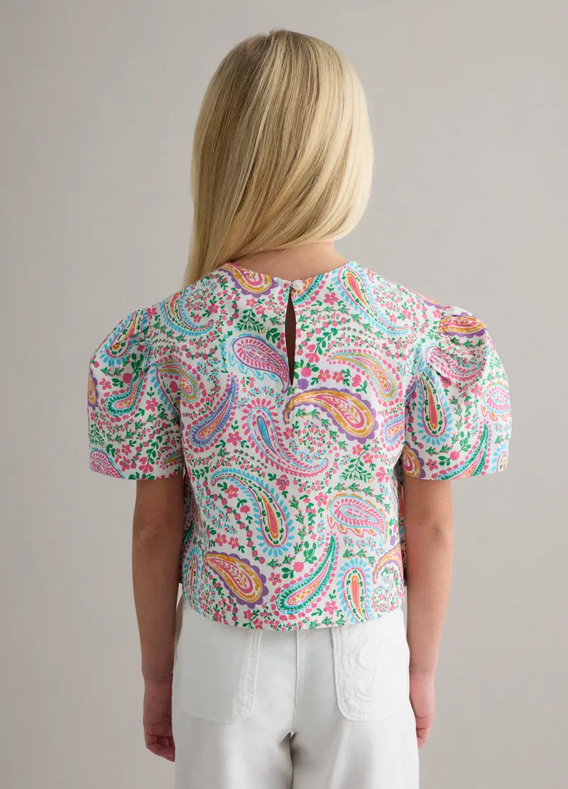 Camicia In Puro Cotone Multicolor Da Bambina Regular Fit Con Fantasia, Multicolor miniatura 2