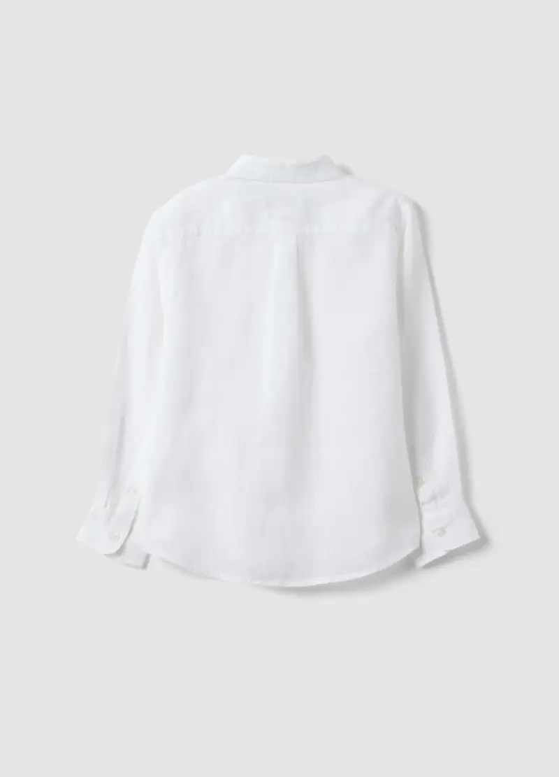 Camicia In Puro Lino Bianca Oversize Fit Da Bambino, Bianco miniatura 2